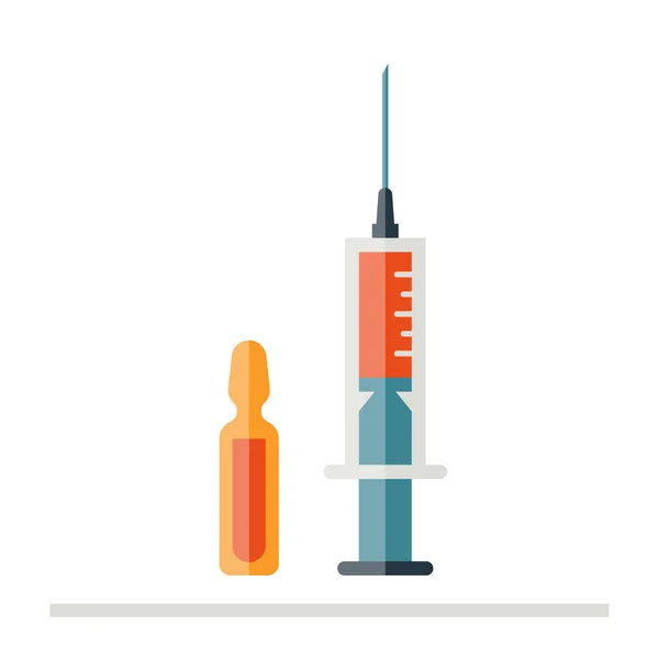 鎮痛剤の注射。フラット スタイル。医療注射器の液体 . — ストックベクタ