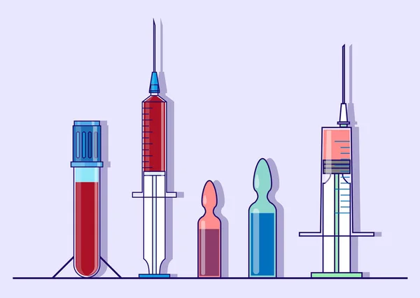 의학 및 건강 관리 등의 개체 진통제 주입 세트 — 스톡 벡터