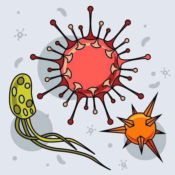 Virus auf weißem Hintergrund. Reihe von Viren. — Stockvektor