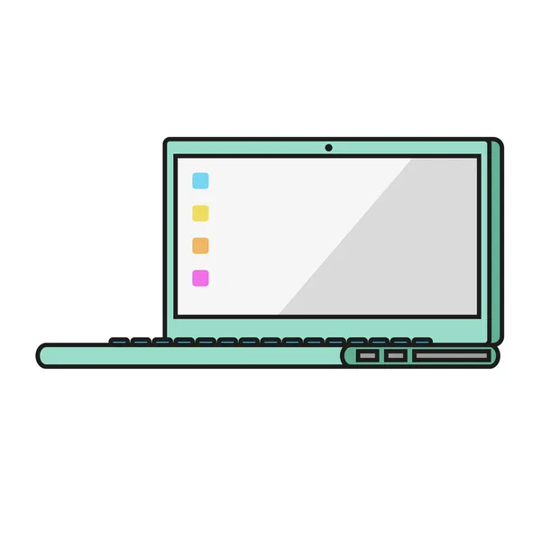 Laptop em fundo branco. Vector plano . — Vetor de Stock