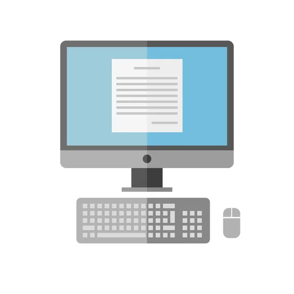 L'ordinateur personnel sur fond blanc. Vecteur plat . — Image vectorielle