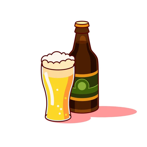 Ποτήρι και φιάλη μπύρας — Διανυσματικό Αρχείο