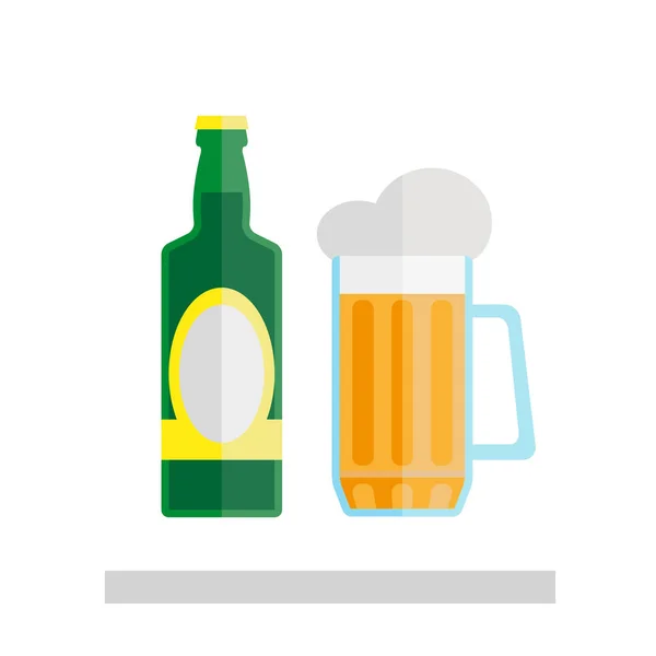 啤酒杯和啤酒瓶 — 图库矢量图片