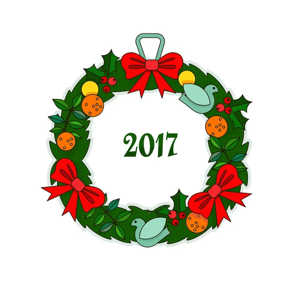 Couronne de Noël et un bouquet — Image vectorielle