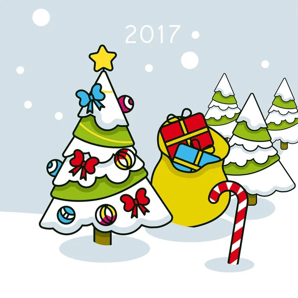 Χριστουγεννιάτικο δέντρο με δώρα — Διανυσματικό Αρχείο