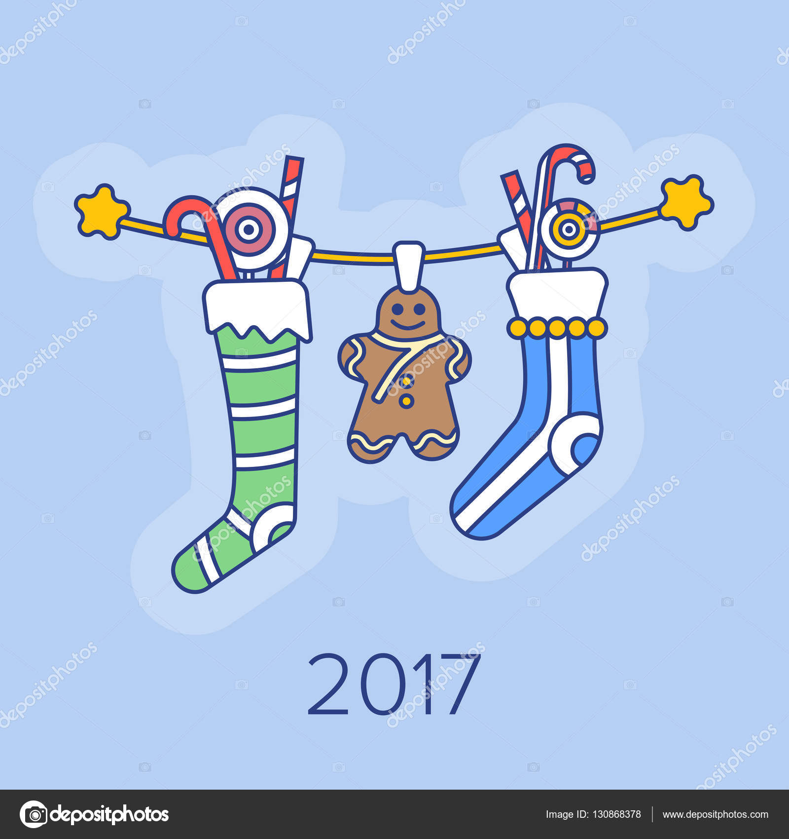Christmassweets and tshangingon a rope — Stock Vector