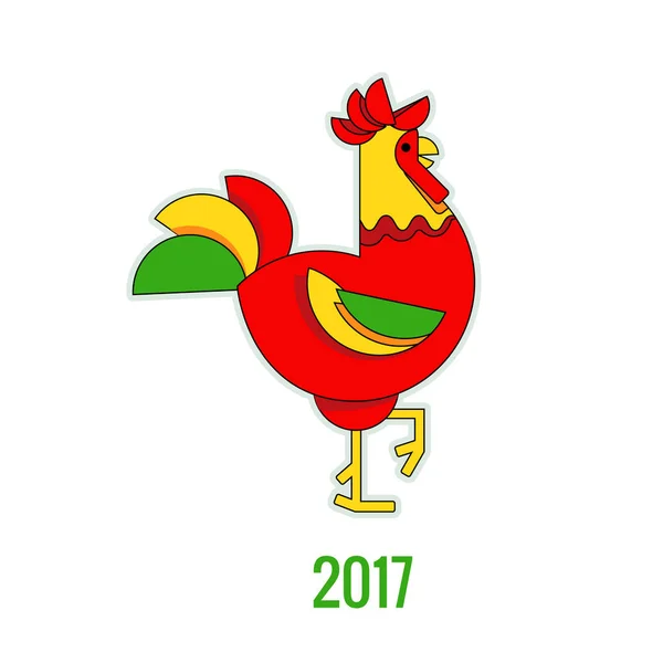 Stile piatto Anno della carta del gallo — Vettoriale Stock
