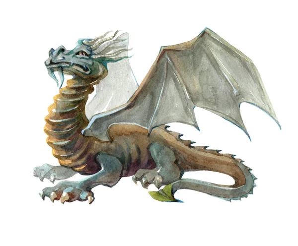 Acquerello personaggio singolo mistico personaggio mitico drago isolato — Foto Stock