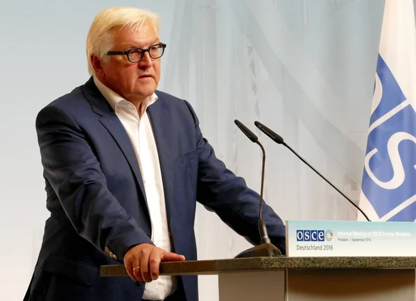 Federalny minister spraw zagranicznych Dr Frank-Walter Steinmeier posiada pres — Zdjęcie stockowe