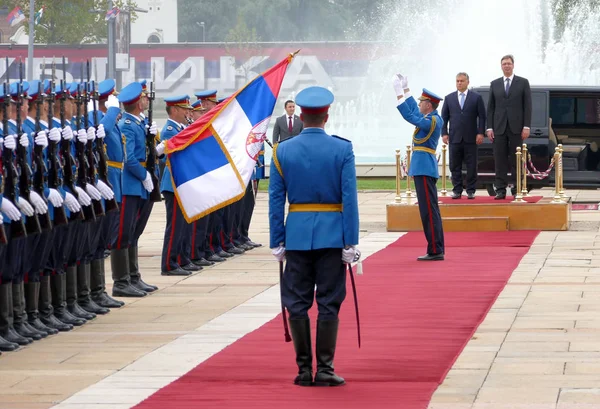 匈牙利总理维克托 · 欧尔班在对 A 进行正式访问 — 图库照片