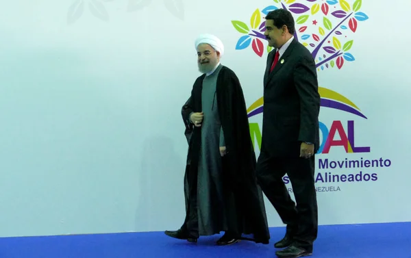 Президент Ирана Хасан Рухани и президент Венесуэлы Николя — стоковое фото