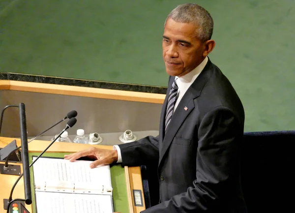 El presidente de Estados Unidos Barack Obama pronuncia un discurso, la Asamblea General o — Foto de Stock