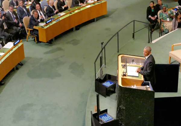 Президент США Барак Обама выступил с речью на Генеральной Ассамблее — стоковое фото