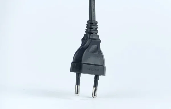 Stromanschluss, AC-Kabel isoliert auf weißem Hintergrund — Stockfoto