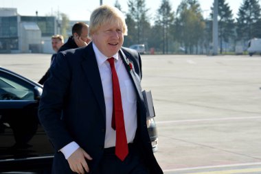 Boris Johnson, Secretary of State for Foreign and Commonwealth Affairs with his book, The Churchill Factor clipart