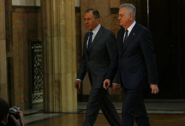 Visita oficial del Ministro de Asuntos Exteriores ruso Serguéi Lavrov a Serbia — Foto de Stock