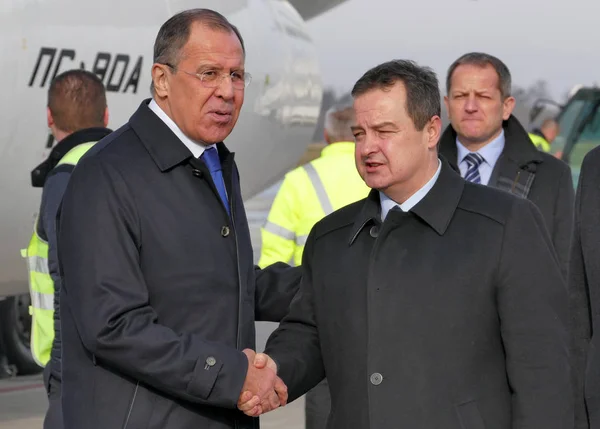 Visita oficial del Ministro de Asuntos Exteriores ruso Serguéi Lavrov a Serbia — Foto de Stock