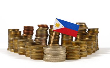 Para sikke yığını ile sallayarak Filipinler bayrağı