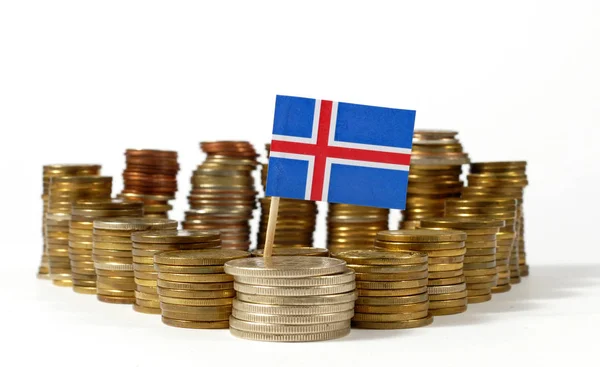 Para sikke yığını ile sallayarak İzlanda bayrağı