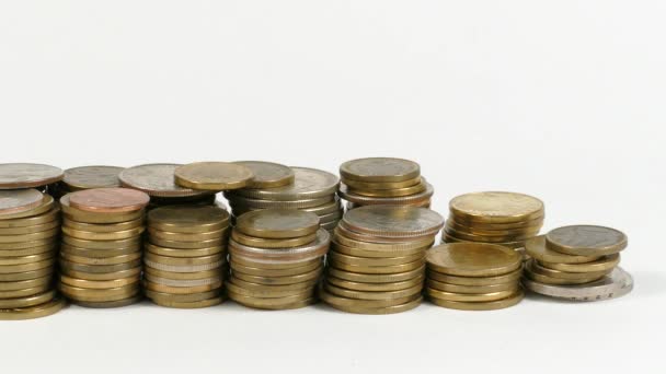 Gabon flag waving with stack of money coins — Stock Video