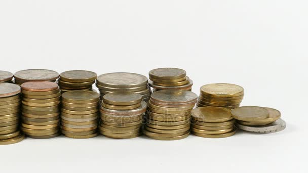 South Korea flag waving with stack of money coins — Stock Video