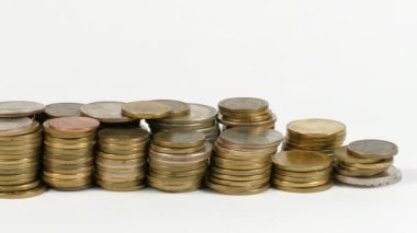 Laos bayrağı sallayarak para sikke yığını ile