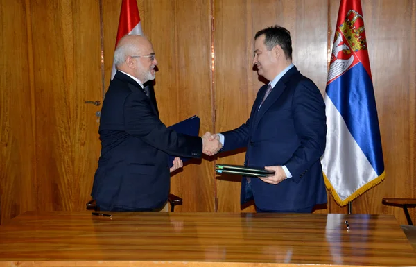 Министр иностранных дел Ирака Ибрагим аль-Джафари находится с официальным визитом в Республике Сербия — стоковое фото