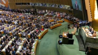 New York, Amerika Birleşik Devletleri. 20th Eylül 2016: ABD Başkanı Barack Obama konuşma Birleşmiş Milletler Genel Kurulu 71 oturum genel münazarada tutar