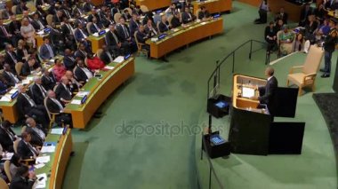New York, Amerika Birleşik Devletleri. 20th Eylül 2016: ABD Başkanı Barack Obama konuşma Birleşmiş Milletler Genel Kurulu 71 oturum genel münazarada tutar