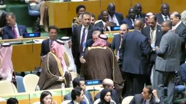 New York, ABD - 20th Eylül 2016: 71 oturumu New York'ta Birleşmiş Milletler Genel Kurulu, konferans salonu genel bakış. Türk Başkan Recep Tayyip Erdoğan, Gaun.