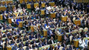 New York, ABD - 20th Eylül 2016: Konferans salonu 71 oturumu New York'ta Birleşmiş Milletler Genel Kurulu, genel bakış.