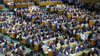 New York, ABD - 20th Eylül 2016: Konferans salonu 71 oturumu New York'ta Birleşmiş Milletler Genel Kurulu, genel bakış.