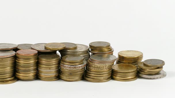 Tanzania flag waving with stack of money coins — Stock Video