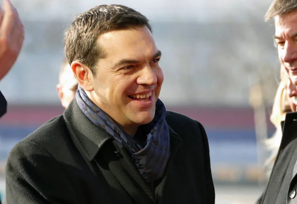 Belgrad, Serbia. 31 stycznia - Grecja premier Alexis Tsipras w oficjalnej wizyty w Belgrad. Serbski Premier Aleksandar Vucić gospodarze grecki premier — Zdjęcie stockowe