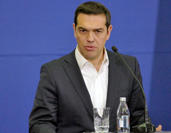 Belgrade, Serbia. January 31st - Greece Prime Minister Alexis Tsipras and Serbian Prime Minister Aleksandar Vucic holds a joint press conference