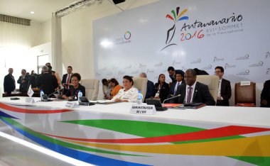 Antananarivo, Madagaskar. 23 Kasım 2016: Antananarivo, Madagaskar Madagaskar Dışişleri Bakanı Beatrice Atallah Frankofon'un zirvesinde düzenlenen
