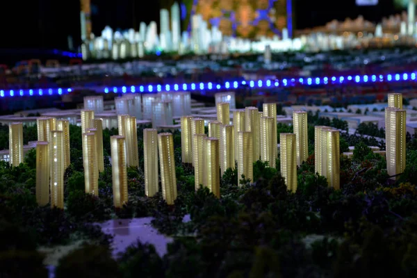 Model of a city architecture, buildings and park model