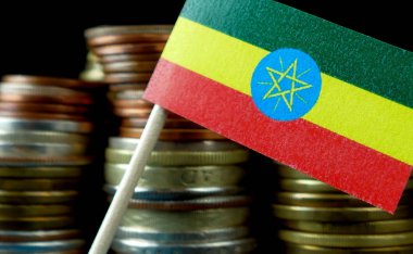 Etiyopya bayrak sallayarak para yığını ile makro paralar