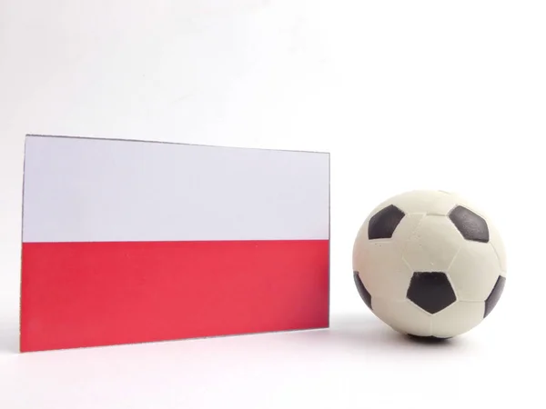 Flaga Polski Isloated Piłki Nożnej Białym Tle — Zdjęcie stockowe