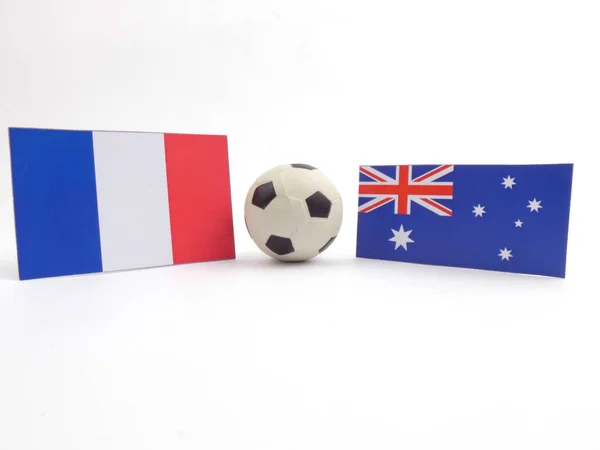 Flaga Francuski Australijski Isloated Piłki Nożnej Białym Tle — Zdjęcie stockowe