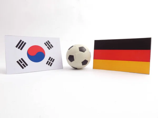 Flaga Korei Południowej Niemiecki Isloated Piłki Nożnej Białym Tle — Zdjęcie stockowe