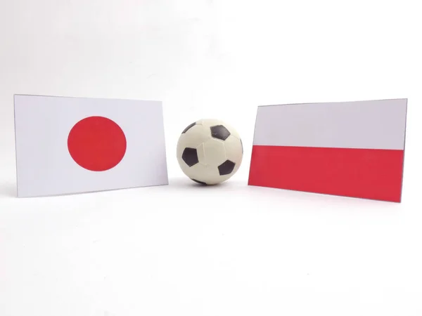 Japoński Polską Flagę Piłka Nożna Piłka Isloated Białym Tle — Zdjęcie stockowe