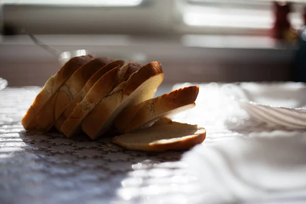 Close Bread Table Kitchen — Stock Photo, Image