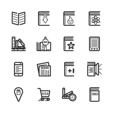 Kitapçı basit bir set vektör simgeleri ile ilgili