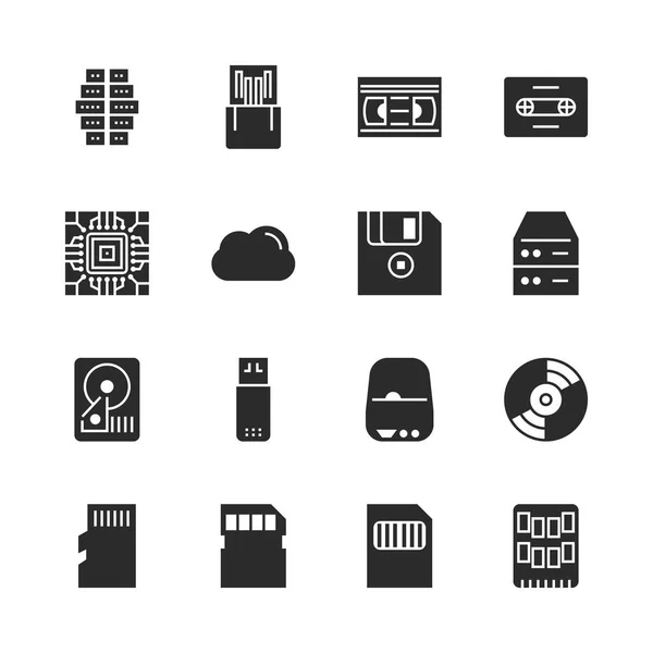 Veri depolama vektör katı Icon set