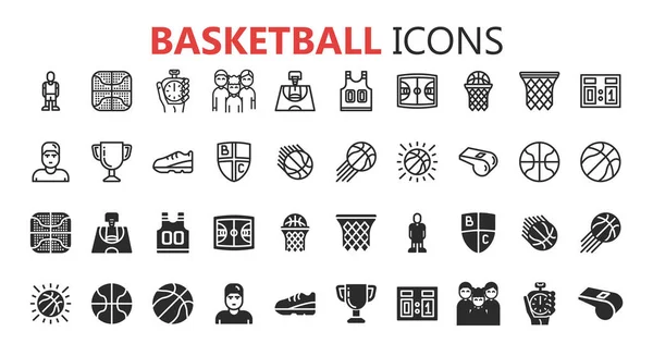 Ensemble moderne simple d'icônes de basket-ball . — Image vectorielle