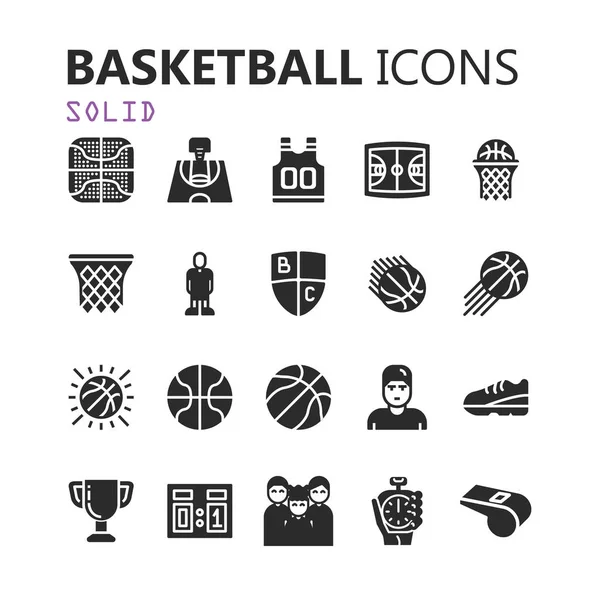 Ensemble moderne simple d'icônes de basket-ball . — Image vectorielle