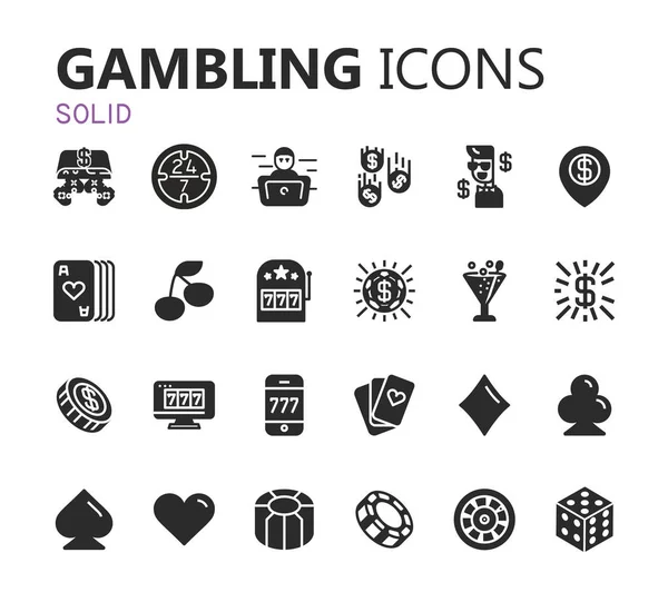 Szerencsejáték-ikonok beállítása. Kártya és kaszinó, póker játék. Vektoros illusztráció Vektor Grafikák
