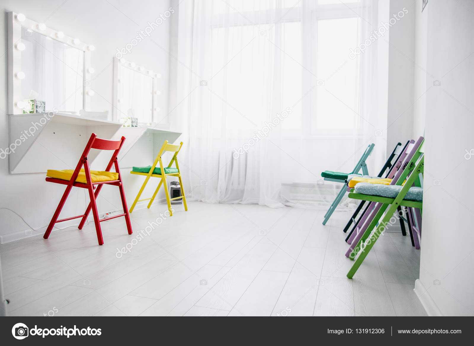 Bright Interior Makeup Room With Mirrors Stock Photo Bright Interior Makeup Room With