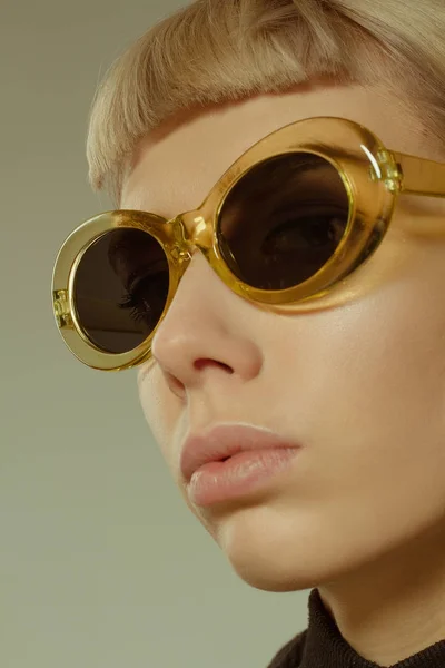 Blonde Girl With Short Hair Style In Fashion Glasses Stock Images Page Everypixel